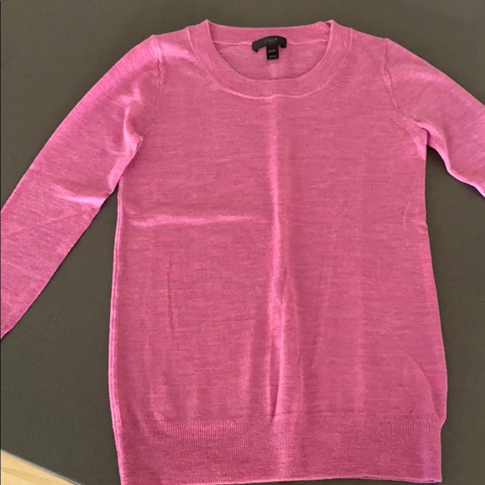 J Crew Cropped Sleeve Merino Sweater